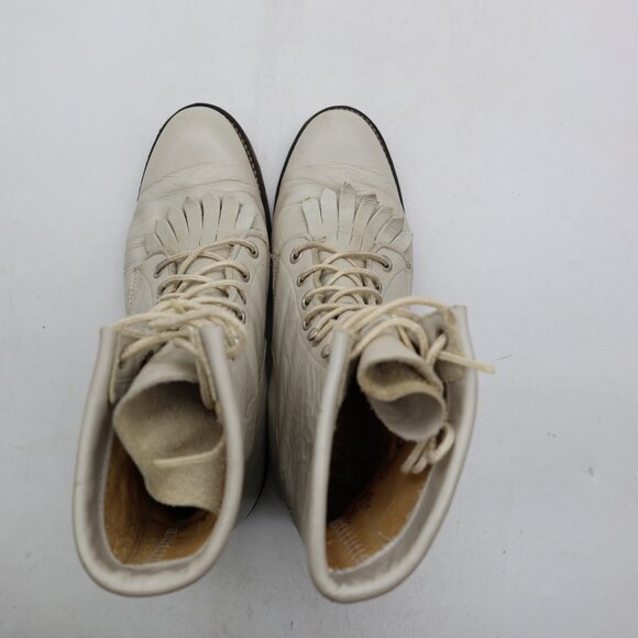 Justin Kiltie Roper Boots Women’s Size 6 B Pearl White Made in USA - Picture 7 of 11